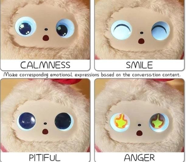 AI Interactive Plush Toy with LED Eyes – Grey, 9 Inch